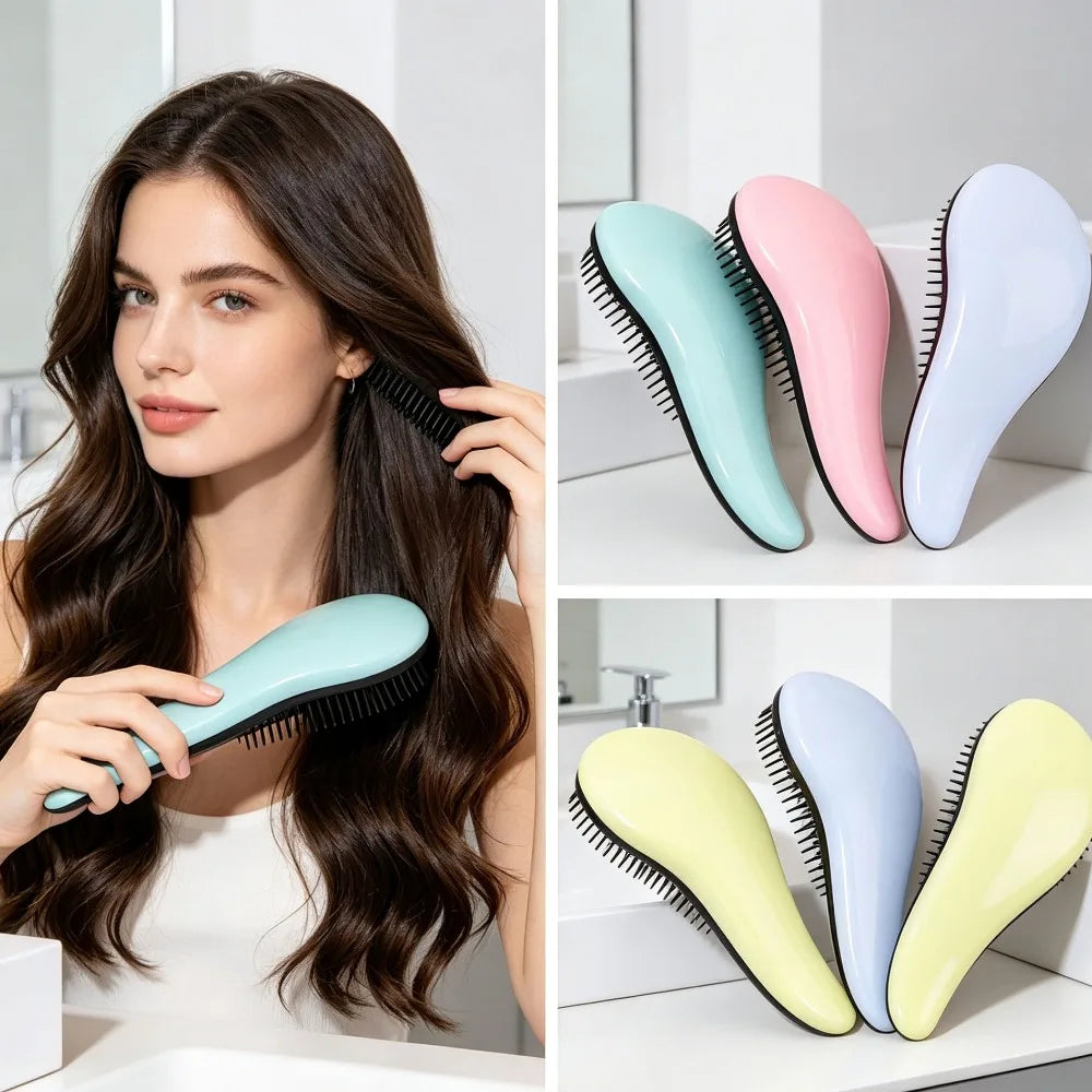 Antistatic Massage Detangling Hair Brush, Wet & Curly Hair Shower Brush, Salon Hairdressing Tool, for Real Hair & Wigs