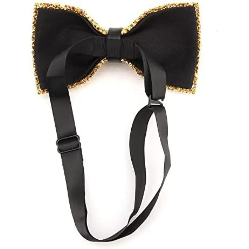Fashion Rhinestone Bow Ties for Men Women Pre Tied Sequin Diamond Bowties with Adjustable Length Party Banquet Wedding Bow Tie