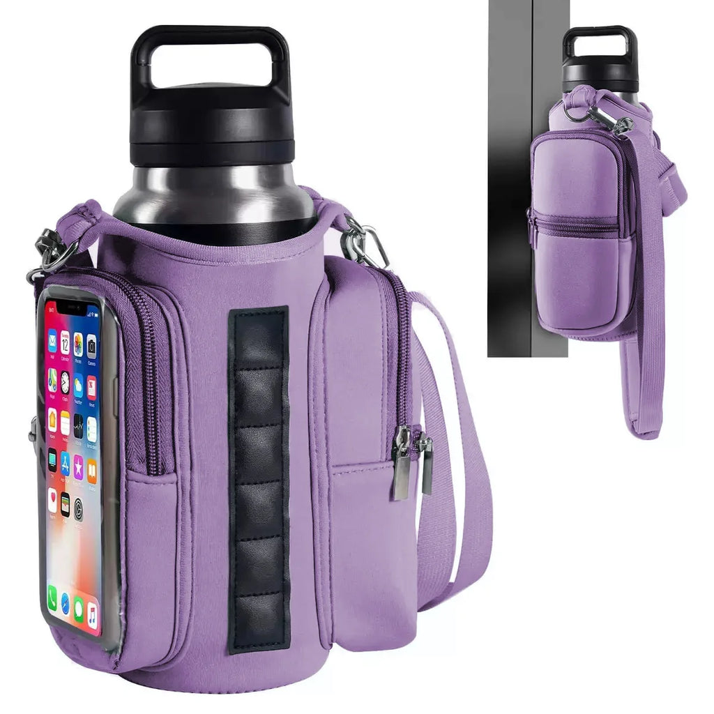 Magnetic Water Bottle Holder Gym Bag With Phone Pocket Hands Free Workout Carrier Adjustable Strap Fitness Accessories Workout