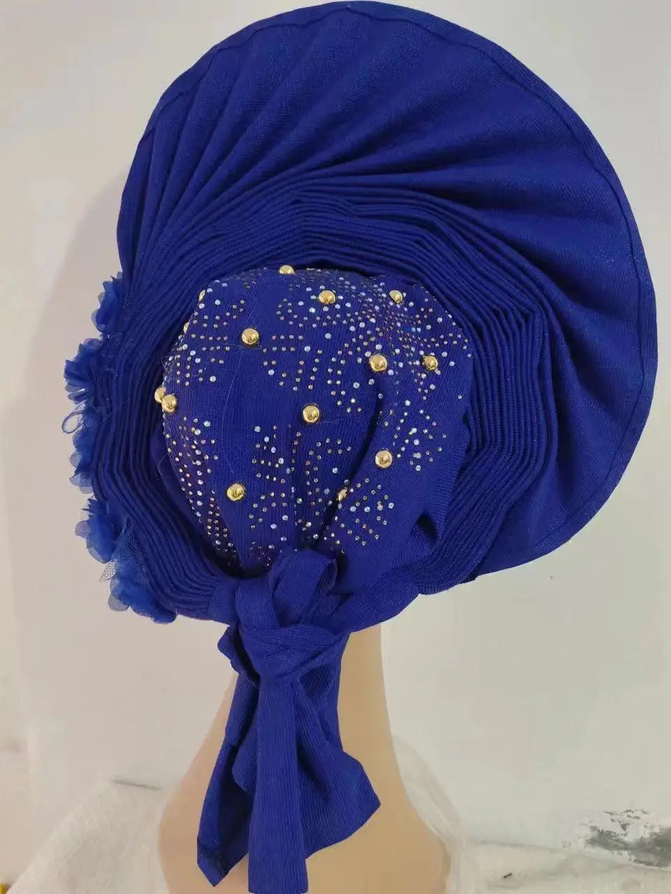 Hot Sale Nigerian Gele Headtie Aso Oke Gele Already Made Auto Gele Aso Turban Women Headwrap Nigerian Hairtie Femme Hats 1Set