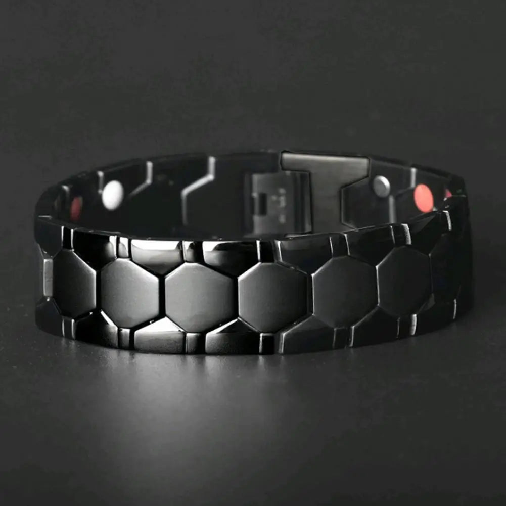 Men Bracelet Magnetic Alloy Therapy Bracelet Hexagon Luster Sleek Link Bangles Detachable Therapy Bracelet Daily Jewelry Gift