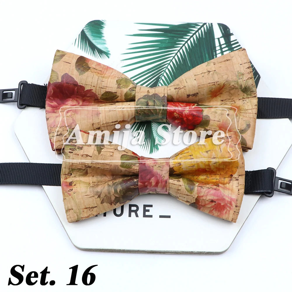Novel Wooden Bow Tie For Man Women Cork Bowknot Retro Wood Handmade Bowties Daily Party Wedding Accessories Butterfly Wholesale