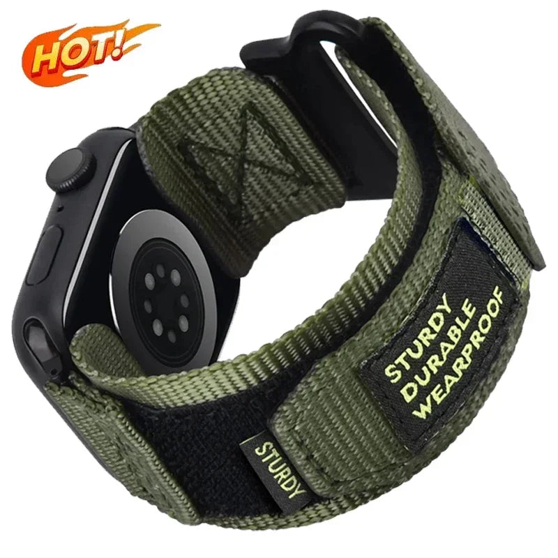 Tactical Nylon Strap for Apple Watch Ultra 2 Band 49mm 44mm 41mm 45mm 40mm 42mm Bracelet for Iwatch Series 9 8 7 6 SE 5 4 Sports