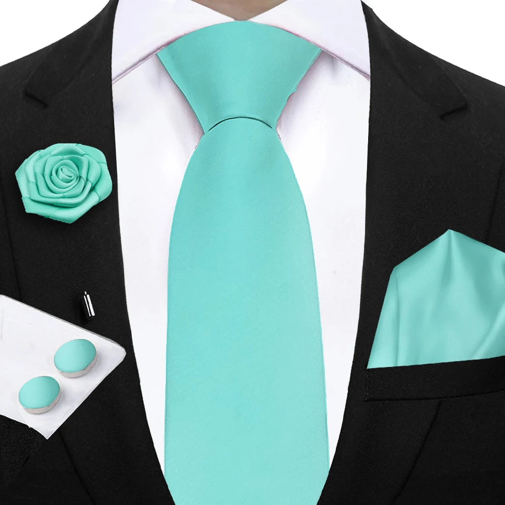 Women & Men Ties Solid NeckTie Pocket Square Brooch Set Men's Wedding Pink Blue Purple Tie Suit Accessories Fit Group Holiday Party