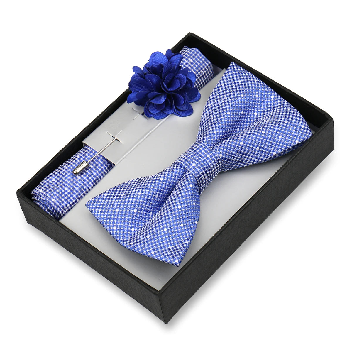 Classic High Quality Bow Tie Set Box Gift For Men Fashion Elegant Bowtie Handchief And Brooch Set Wedding Business Accessories