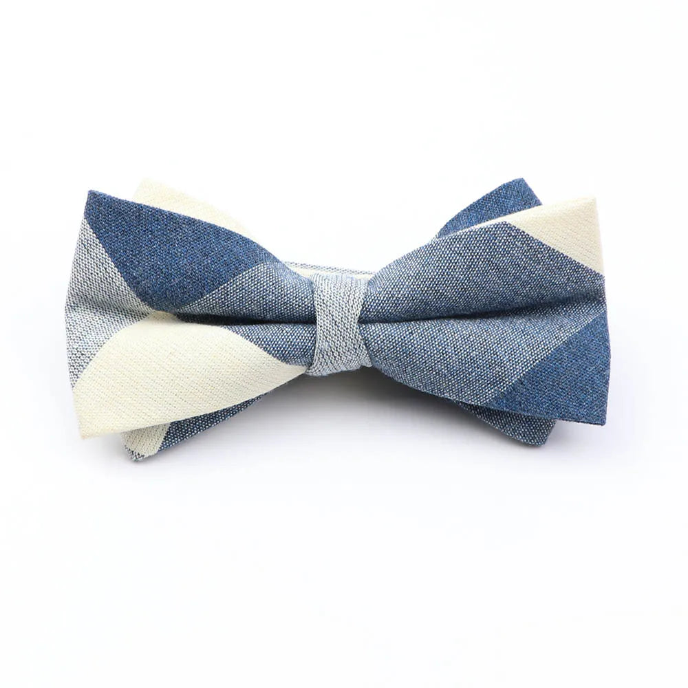Cotton Double Layer Bowtie For Men Casual Bow Tie Adult Bow Ties Cravats Male Plaid Bow knot For Party Wedding Striped Butterfly