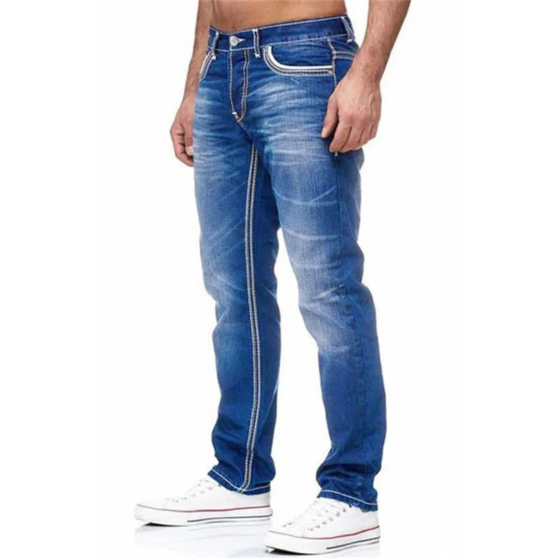 Straight Jeans Men Washed No Hole Jean Spring Summer Boyfriend Jeans Streetwear Loose Cacual Designer Long Denim Pants Trousers