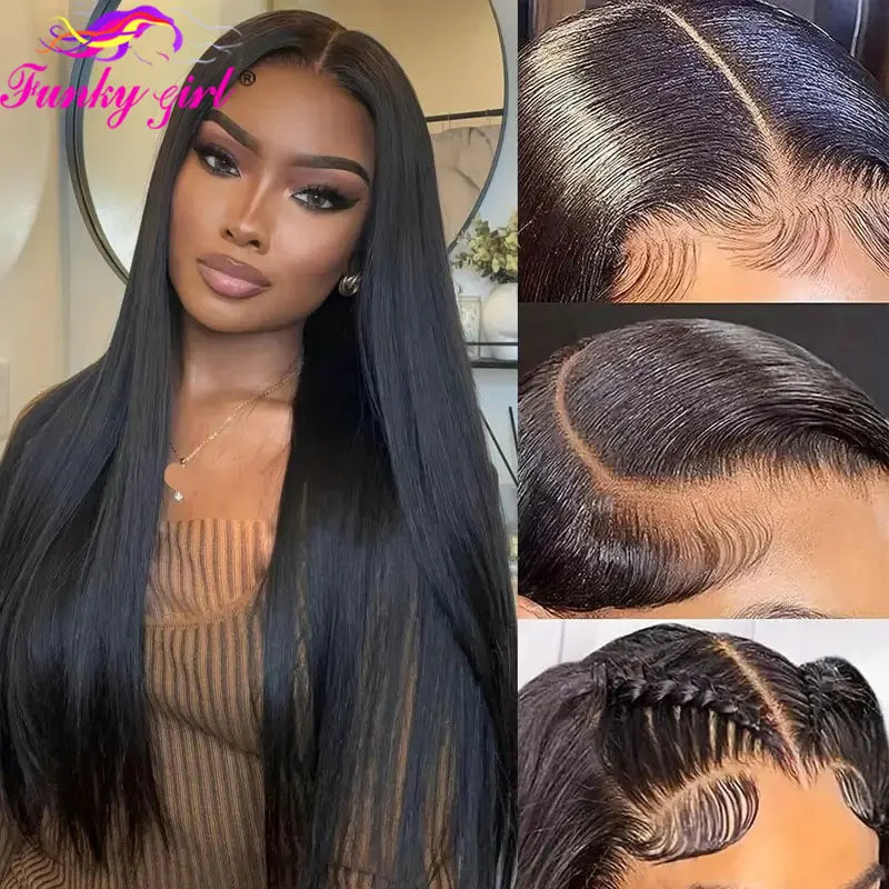 Bone Straight Lace Frontal Human Hair Wig Brazilian Transparent Lace 100% Human Hair Wigs For Women Natural Black Remy Hair Wig
