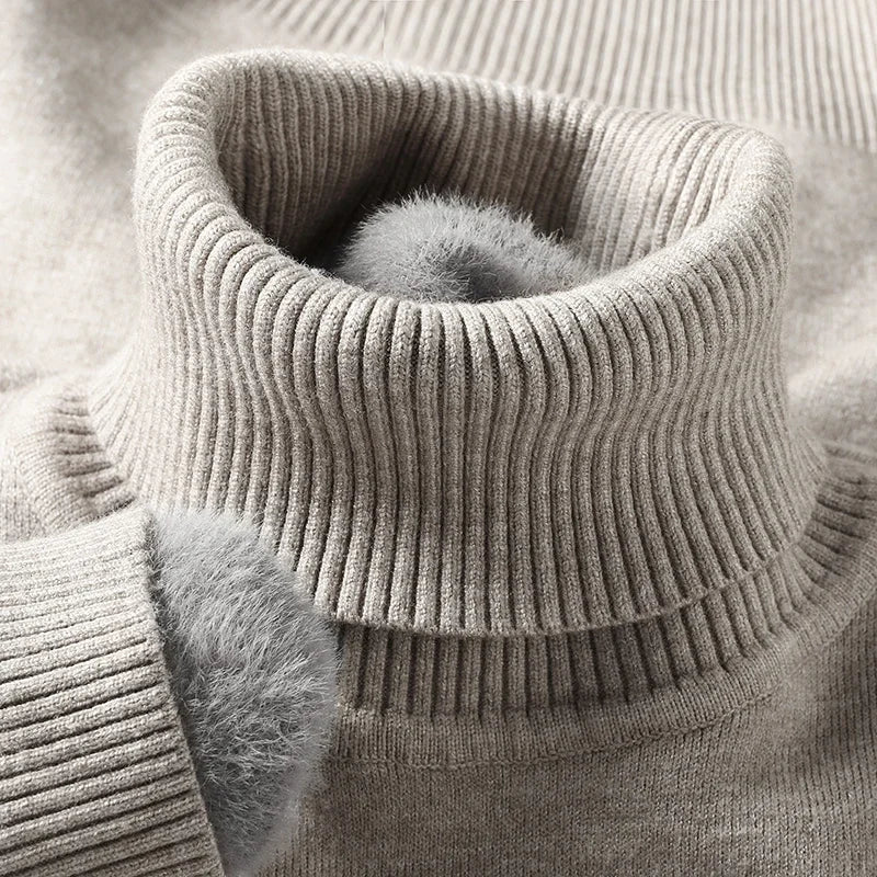 Sweatwear Mens Anti-pilling High Quality Knitted Turtleneck Sweater Slim Fit Long Sleeve Pullover Solid Color Trend Men Clothing