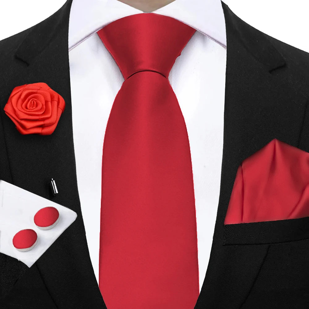 Women & Men Ties Solid NeckTie Pocket Square Brooch Set Men's Wedding Pink Blue Purple Tie Suit Accessories Fit Group Holiday Party