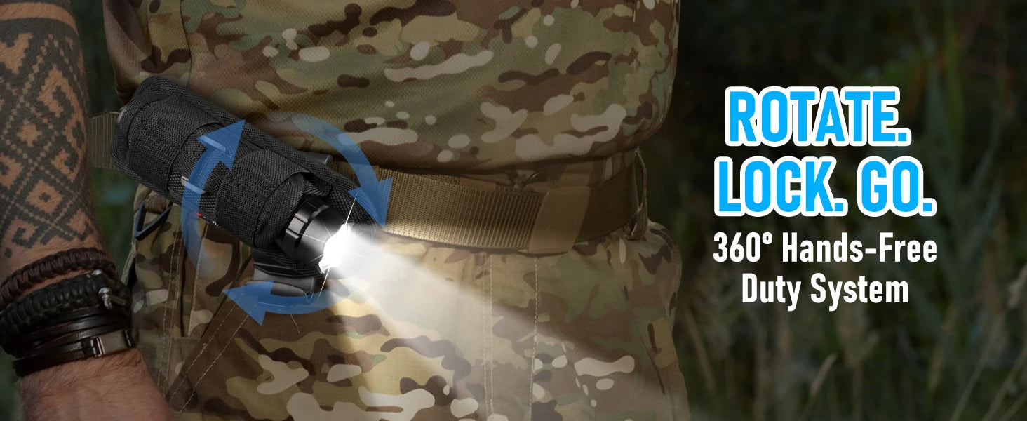 UltraFire WF-501B LED Tactical Police Flashlight 1200LM Military Torch with Duty Belt Holster Rechargeable Battery and Charger