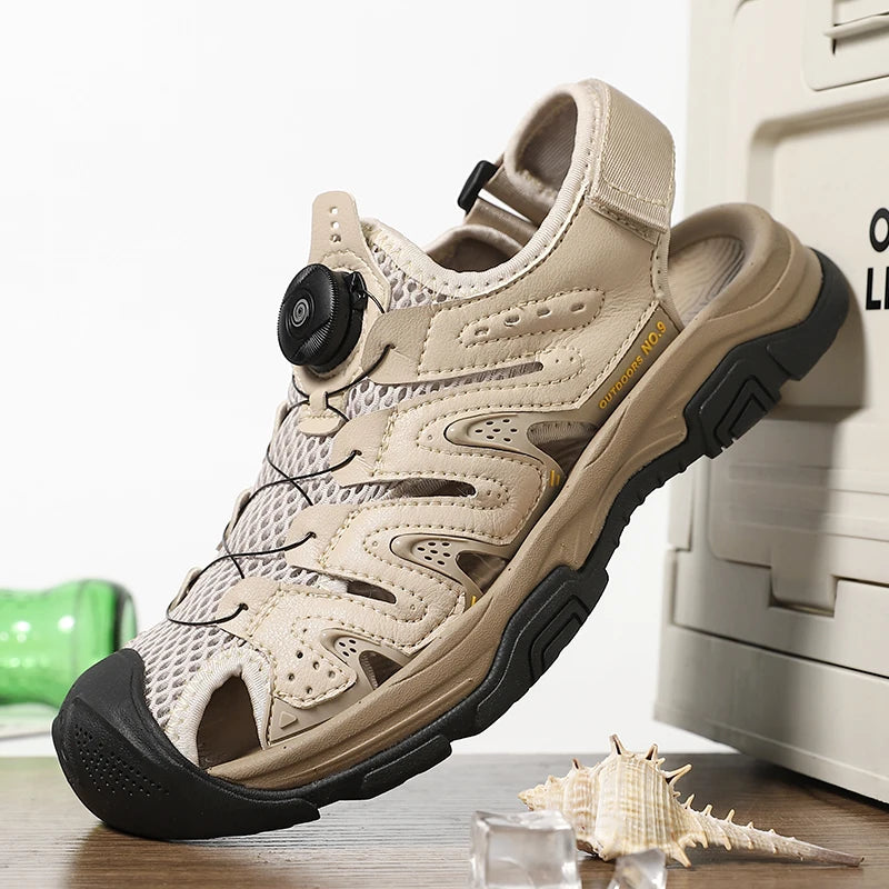 Summer Men Sandals Genuine Leather Men Casual Shoes Outdoor Men Leather Sandals for Men Beach Shoes Roman Men Shoes