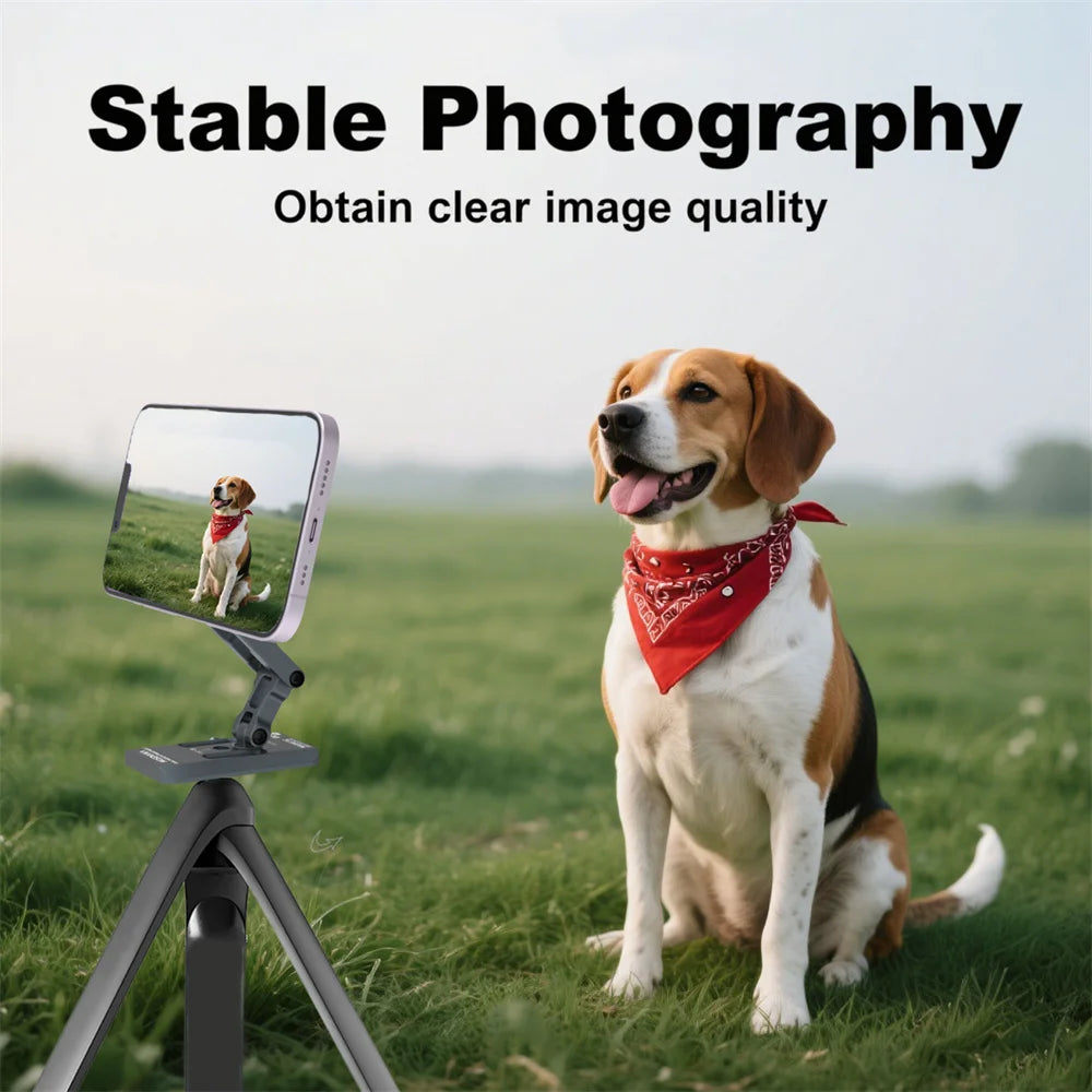 MOSENVKA 3-Axis Magnetic Phone Holder Stand Slim Foldable Desktop Holder Gym Mount for iPhone Android w 1/4" for Tripod