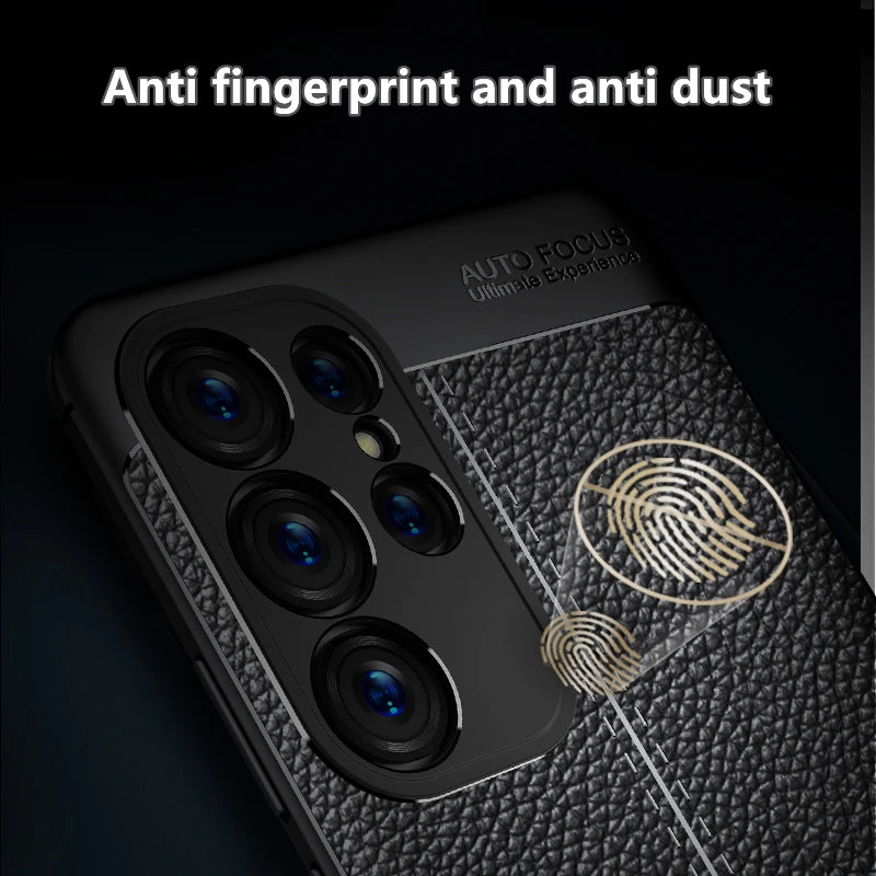 For Samsung S24 Ultra Case Cover Samsung S24 Ultra Capas Shockproof TPU Back Bumper Leather Fundas Samsung Galaxy S24 Ultra Plus