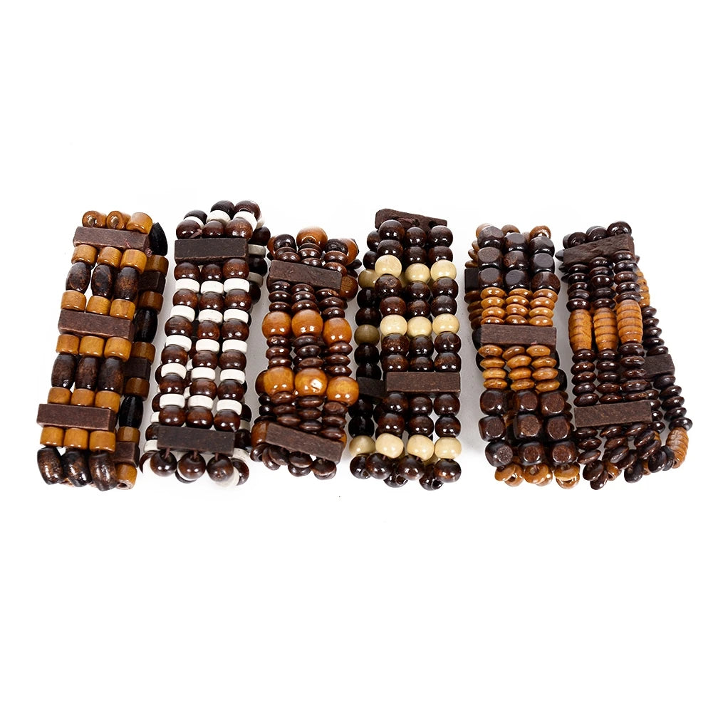 Prayer Bracelet Wooden Beads Multi Layer Tibetan Buddhist Buddha Bracelet Lucky Charm Wood pulsera hombre Men Women Yoga