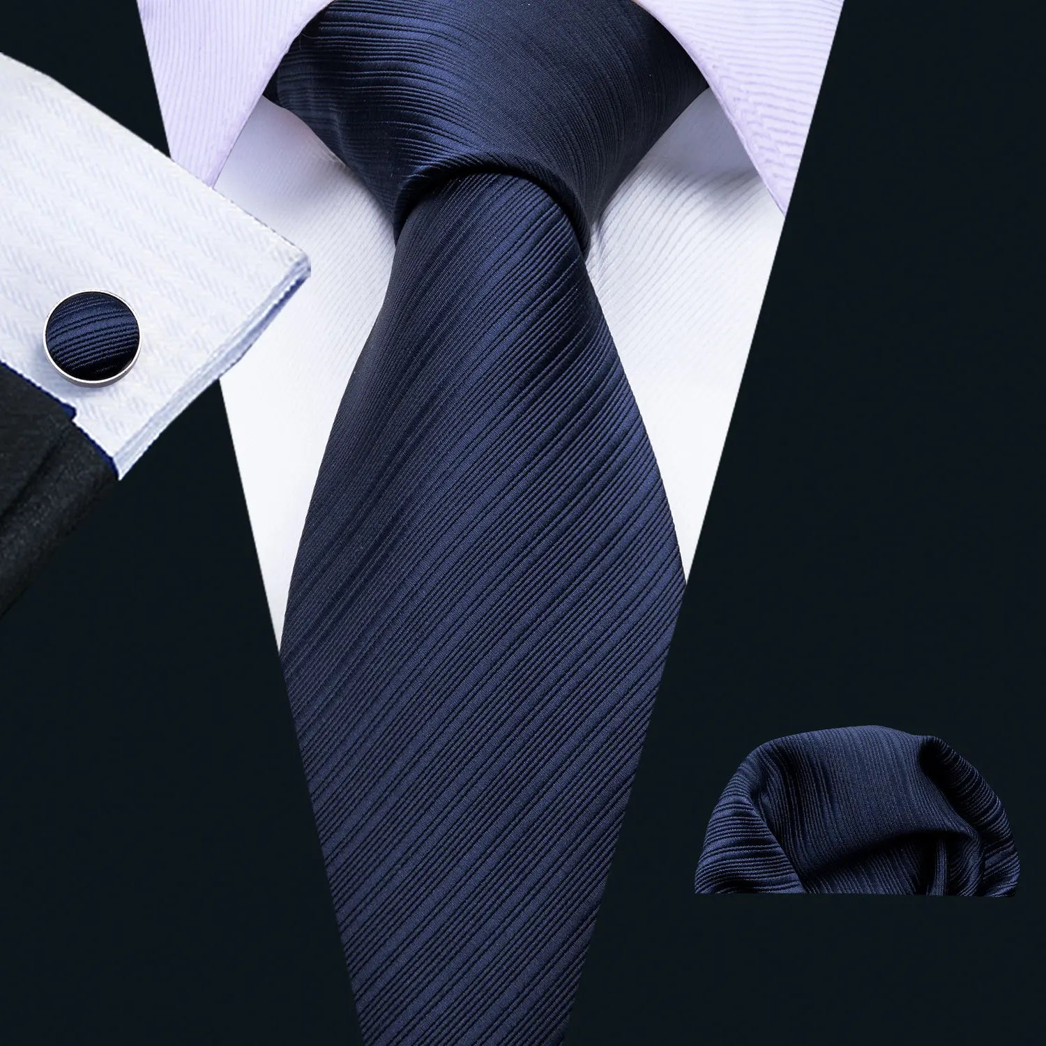 Male Luxury Neck Tie For Men Business Red Striped Tie Hanky Cufflinks Set Neckwear Wedding Party Casual