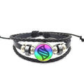 Handwoven Leather Bracelet - Adjustable Glass Cabochon Bangle for Women, Fashionable Boho Jewelry Gift, Trendy Wrist Accessory