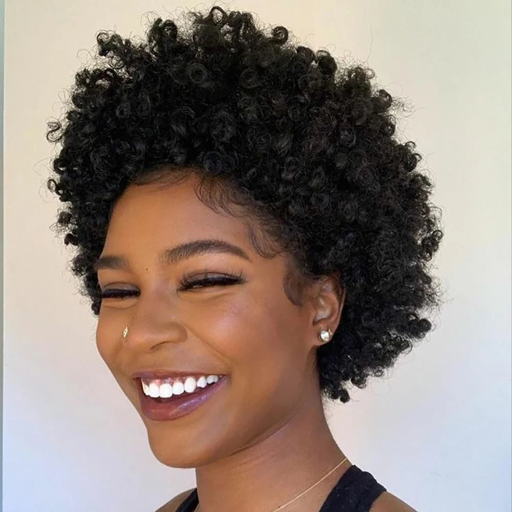 Short Curly Pixie Wigs Human Hair 100% Glueless Wig 13X4 Lace Front Wig Natural Realistic Tangle Free For Women Daily Wear