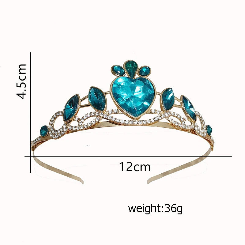 Girl Birthday tiara Crowns Bridal Wedding Hair Accessories Princess Queen Blue Crown Women Party Performance Hair Accessories