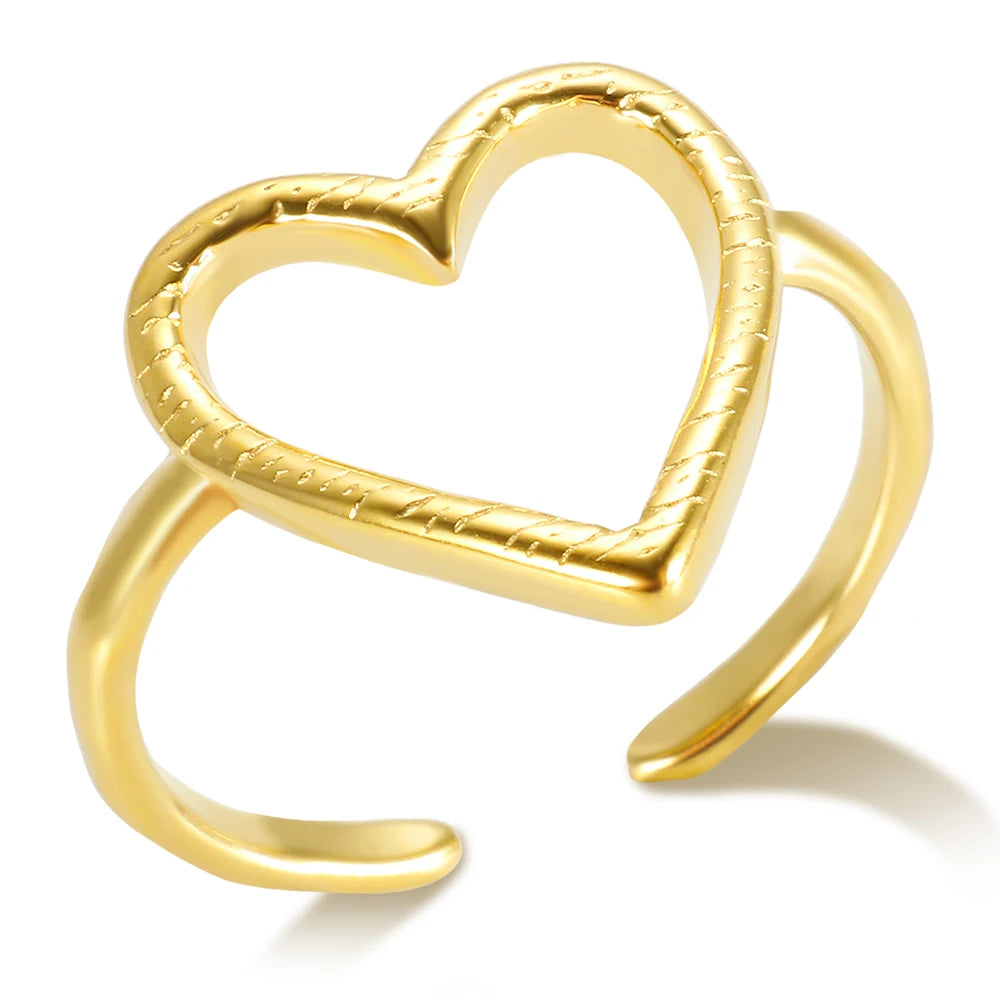 High End Waterproof Hollow Stainless Steel Finger Ring Trendy for Women Personalize Jewelry Wholesale