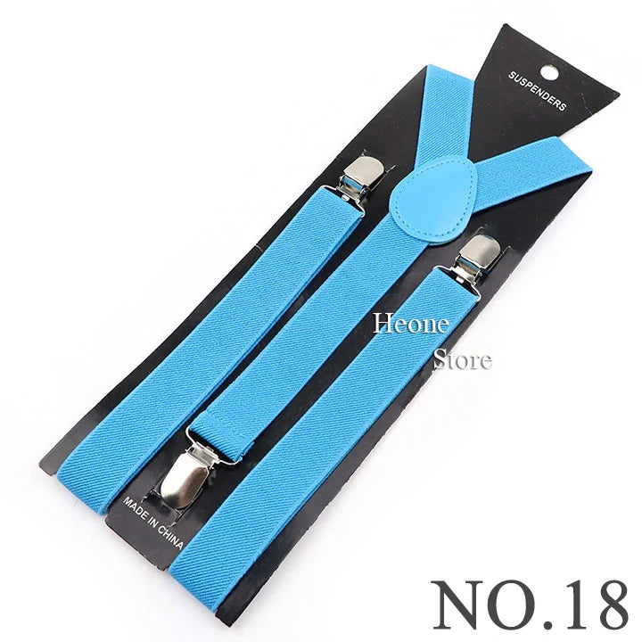 Hot Sale Suspender Bowtie Set For Men Boys Skyle Blue Royal Blue Navy Blue Elastic Adjustable Y-Back Braces Straps Accessory
