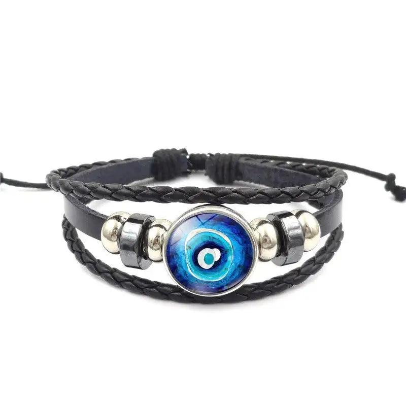 Leather Bracelet Handmade Woven Multilayer Boho Vintage Unisex Adjustable Fashion Jewelry Gift for Him Her