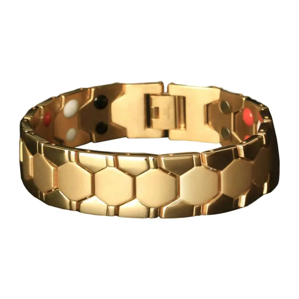 Men Bracelet Magnetic Alloy Therapy Bracelet Hexagon Luster Sleek Link Bangles Detachable Therapy Bracelet Daily Jewelry Gift