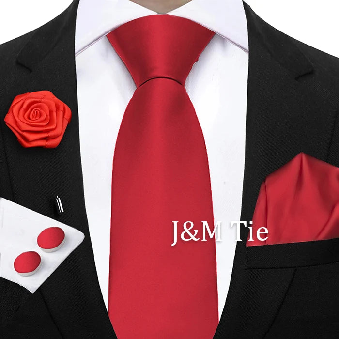 Women & Men Ties Solid NeckTie Pocket Square Brooch Set Men's Wedding Pink Blue Purple Tie Suit Accessories Fit Group Holiday Party