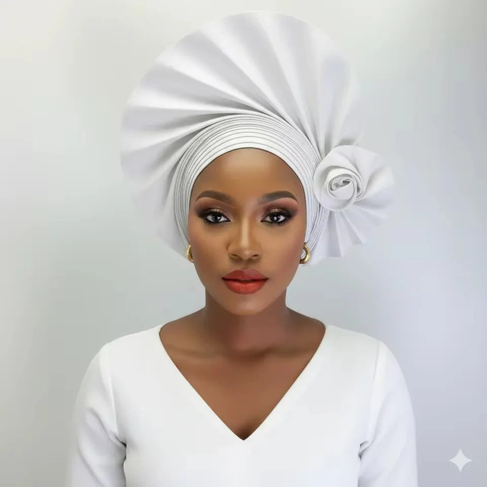 2026 New African Headtie Turban Nigeria Auto Gele Head Wraps Auto Gele Women's Turban Cap Wedding Geles Muslim Head Wraps Bonnet