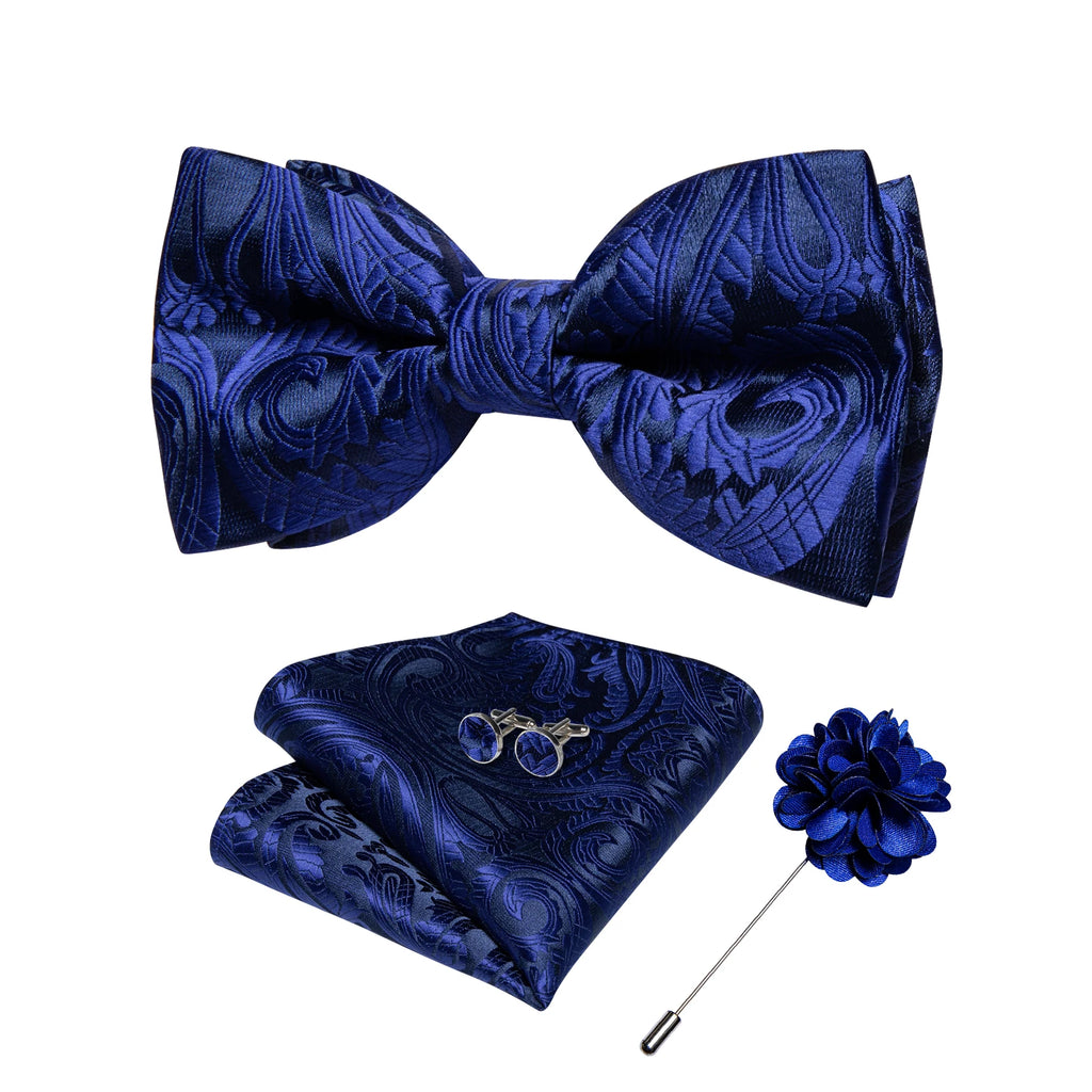 Wedding Bow Tie for Men Classic Red Pre-tied Bowtie Cufflinks Corsage Set for Party Butterfly Knot Gift Man Accessories