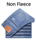 Men's loose straight leg jeans retro washed elastic casual pants suitable for all seasons versatile pants