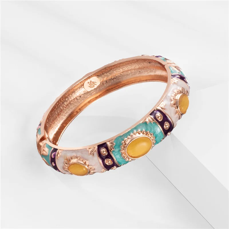 Enamel Bracelet For Women Bangle On Hand Hawaiian India Cloisonne African Jewelry Women's Hand Bracelets Bohemian Designer Gifts