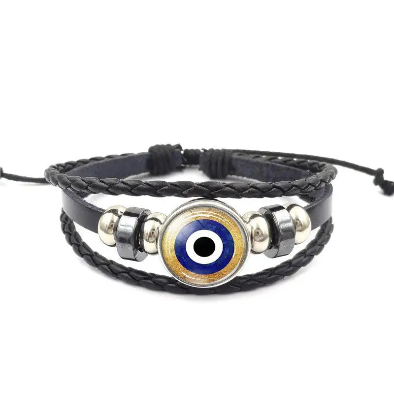 Leather Bracelet Handmade Woven Multilayer Boho Vintage Unisex Adjustable Fashion Jewelry Gift for Him Her