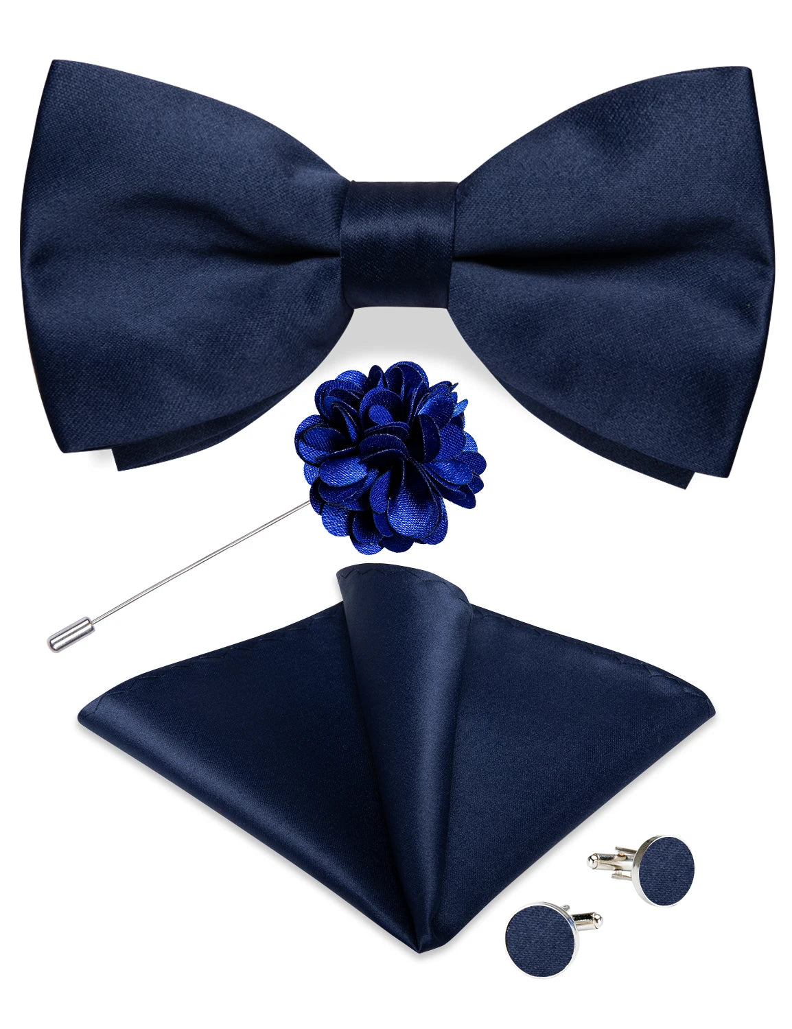 Wedding Bow Tie for Men Classic Red Pre-tied Bowtie Cufflinks Corsage Set for Party Butterfly Knot Gift Man Accessories