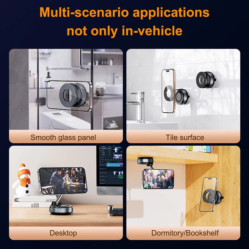 Universal Strong Magnetic Phone Holder 360° Adjustable Foldable Design Vacuum Car Mount For Cell Phone For iphone Live Streaming