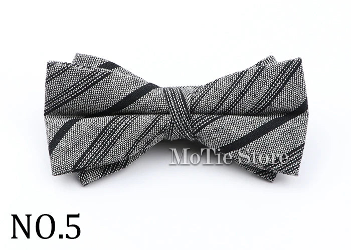 Cotton Double Layer Bowtie For Men Casual Bow Tie Adult Bow Ties Cravats Male Plaid Bow knot For Party Wedding Striped Butterfly