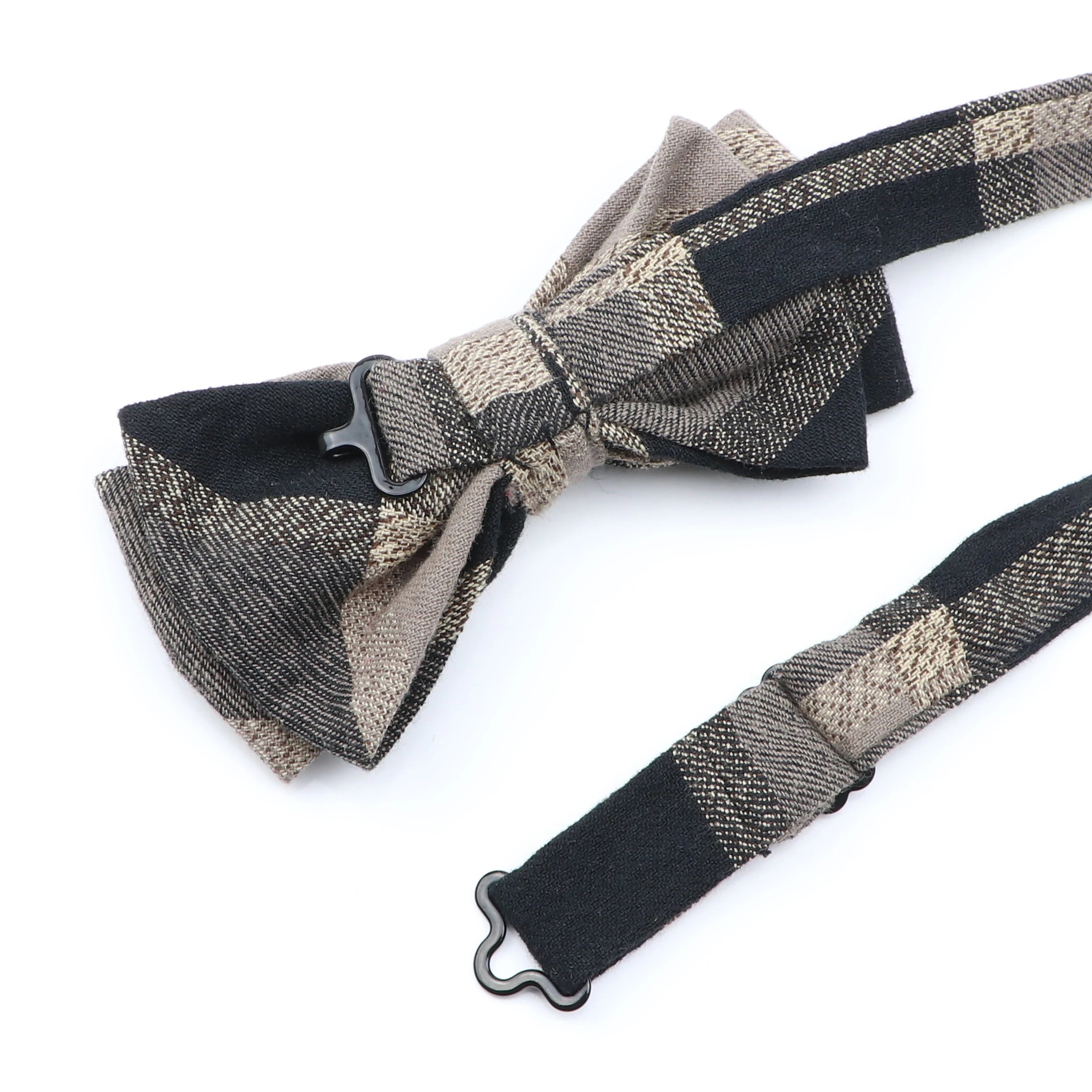 Cotton Double Layer Bowtie For Men Casual Bow Tie Adult Bow Ties Cravats Male Plaid Bow knot For Party Wedding Striped Butterfly