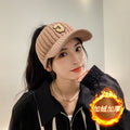 C letter sports hat Unisex winter men solid striped visor hats Outdoor casual knitted hat Crochet topless caps with plush