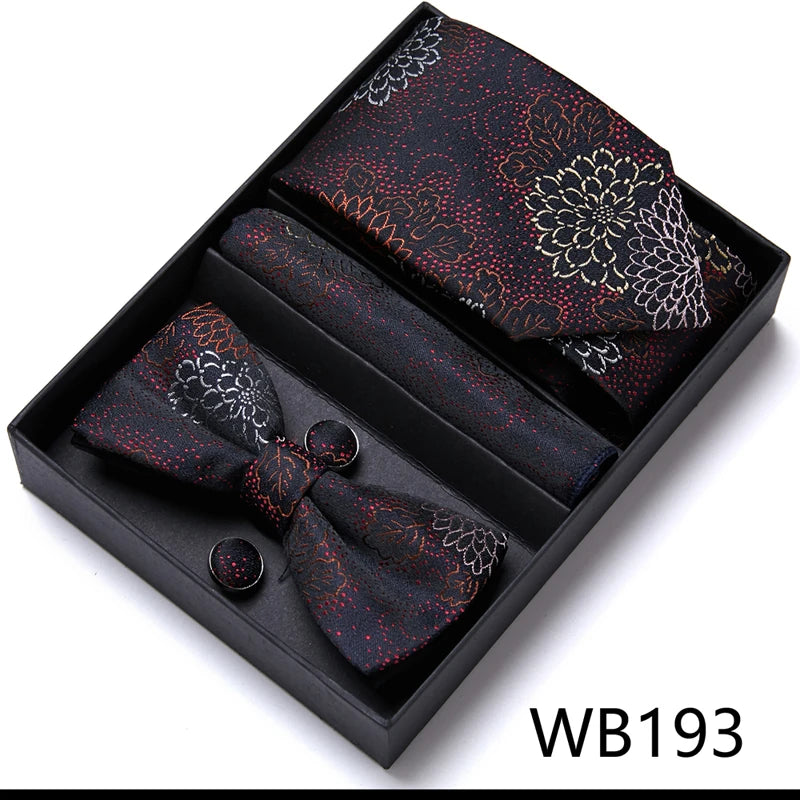 Tie For Men Formal Dress Tuxedo NeckTie Handkerchief Bow Tie Set PlaisyParty Groom Wedding Butterfly Bowtie In Box