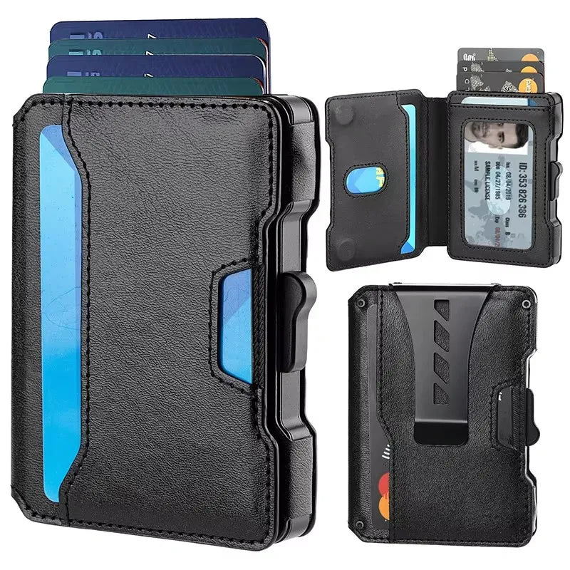 Wallet for Men,Minimalist Slim Mens Wallet with Money Clip,RFID Blocking Smart Pop Up Card Wallet,Metal Credit Card Holder