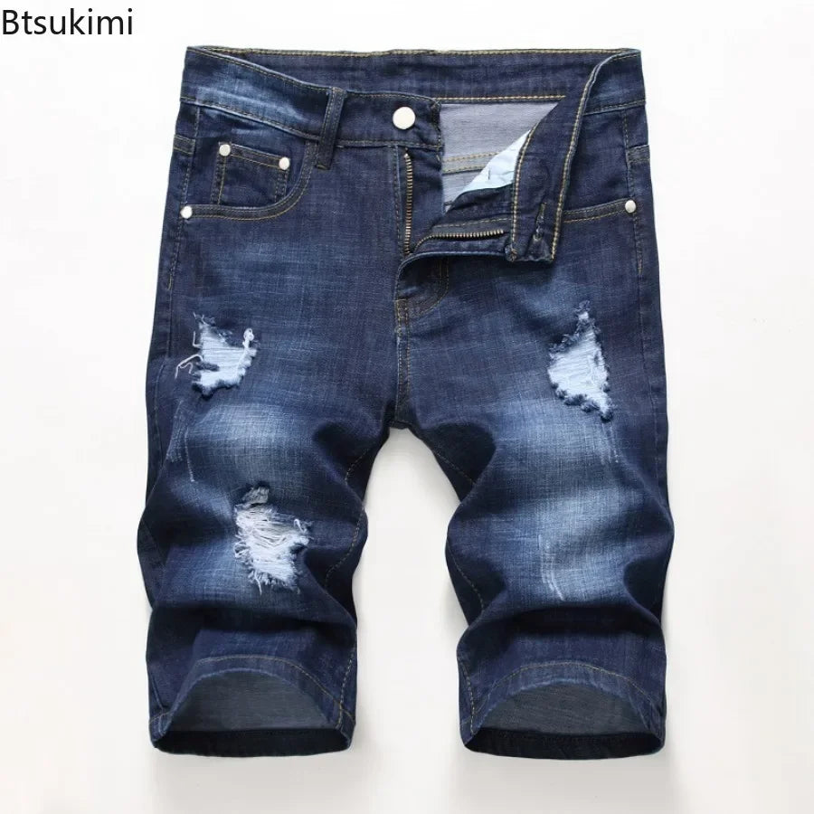 Summer New Men's Jeans Trend Retro Men Denim Shorts Stretch Slim Hip Hop Classic Hole Short Style Jeans for Male Big Size 28-42