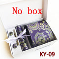 tie set for men gift box for men gravata luxury designer brand 8 cm Jacquard Necktie Pocket Square Clip cufflinks