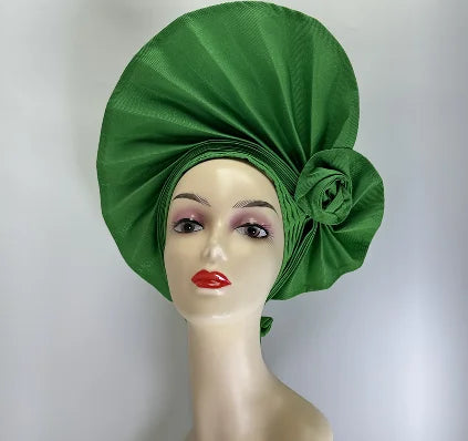 High Quality African Nigeria Gele Elegant Helmet With Stones Headband Turban Head Scarf Head-Hat Auto Gele Brand New Hats 7L631