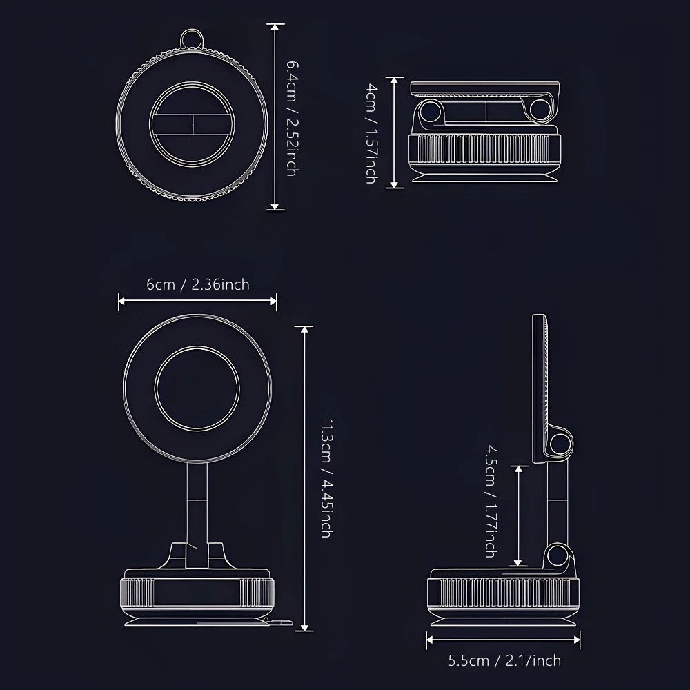 Universal Strong Magnetic Phone Holder 360° Adjustable Foldable Design Vacuum Car Mount For Cell Phone For iphone Live Streaming