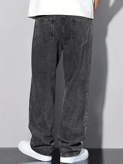 2025 New Style Streetwear Straight-Leg Jeans for Men, Fashionable Straight-Leg Loose-Fit Denim Pants
