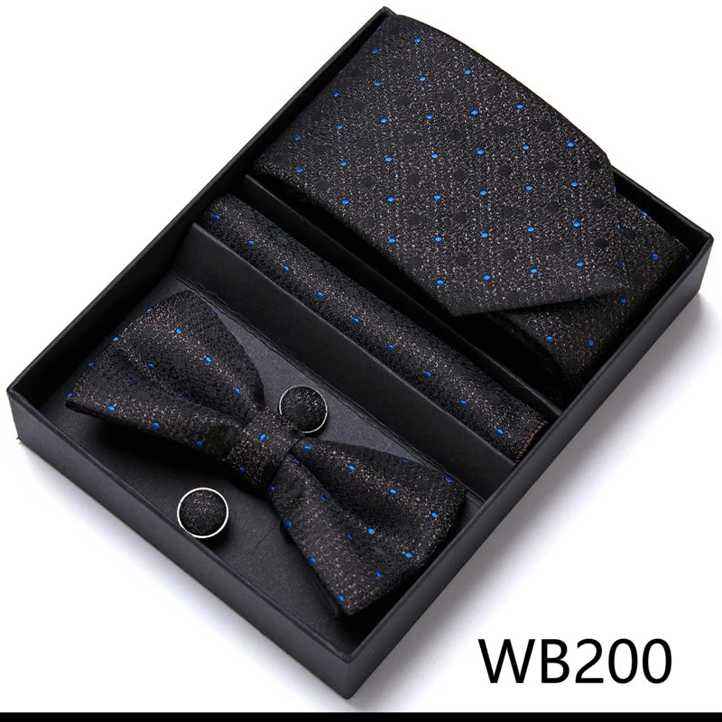Tie For Men Formal Dress Tuxedo NeckTie Handkerchief Bow Tie Set PlaisyParty Groom Wedding Butterfly Bowtie In Box
