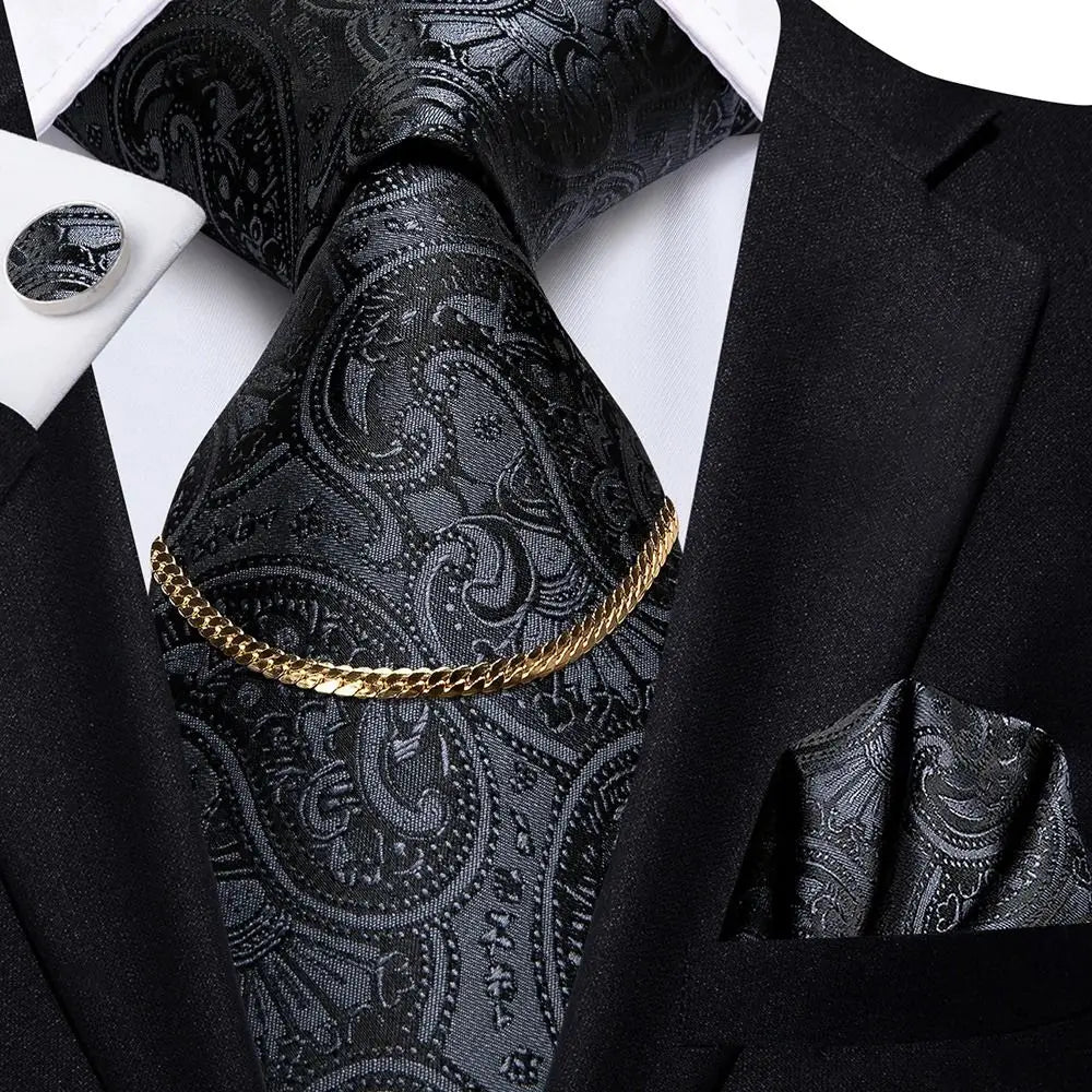 Vintage Men Tie Clip Shirt Chain Buckle U-Shaped Tie Clips Chain Jewelry Business Banquet Wedding Formal Tie Necktie Accessories