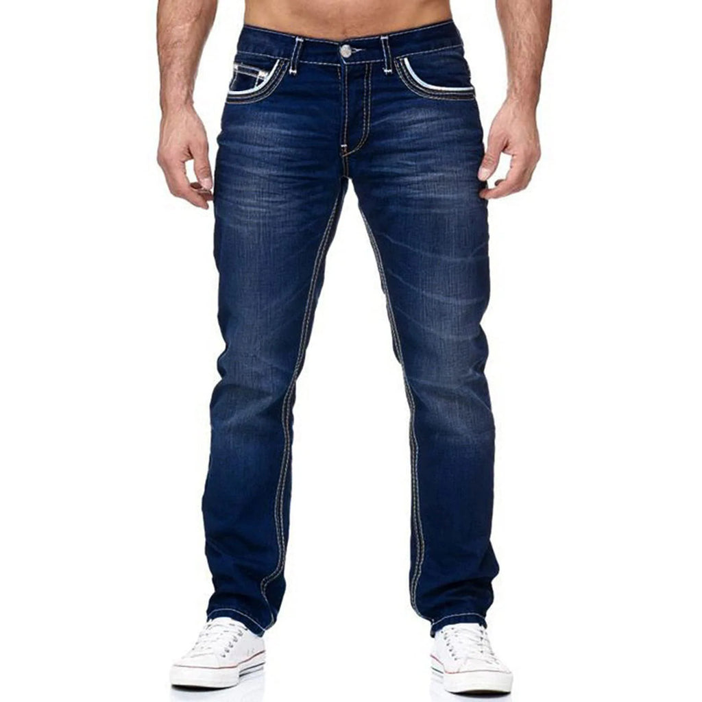 Straight Jeans Men Washed No Hole Jean Spring Summer Boyfriend Jeans Streetwear Loose Cacual Designer Long Denim Pants Trousers