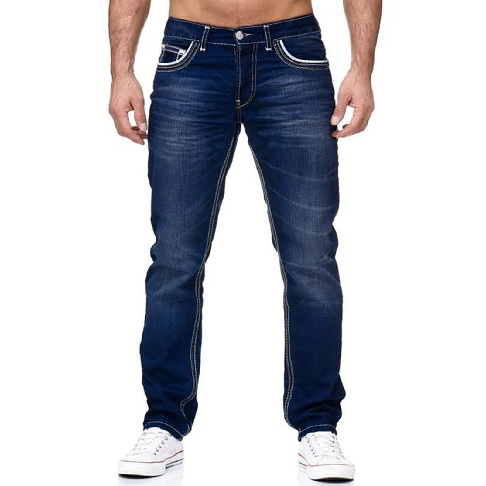 Straight Jeans Men Washed No Hole Jean Spring Summer Boyfriend Jeans Streetwear Loose Cacual Designer Long Denim Pants Trousers