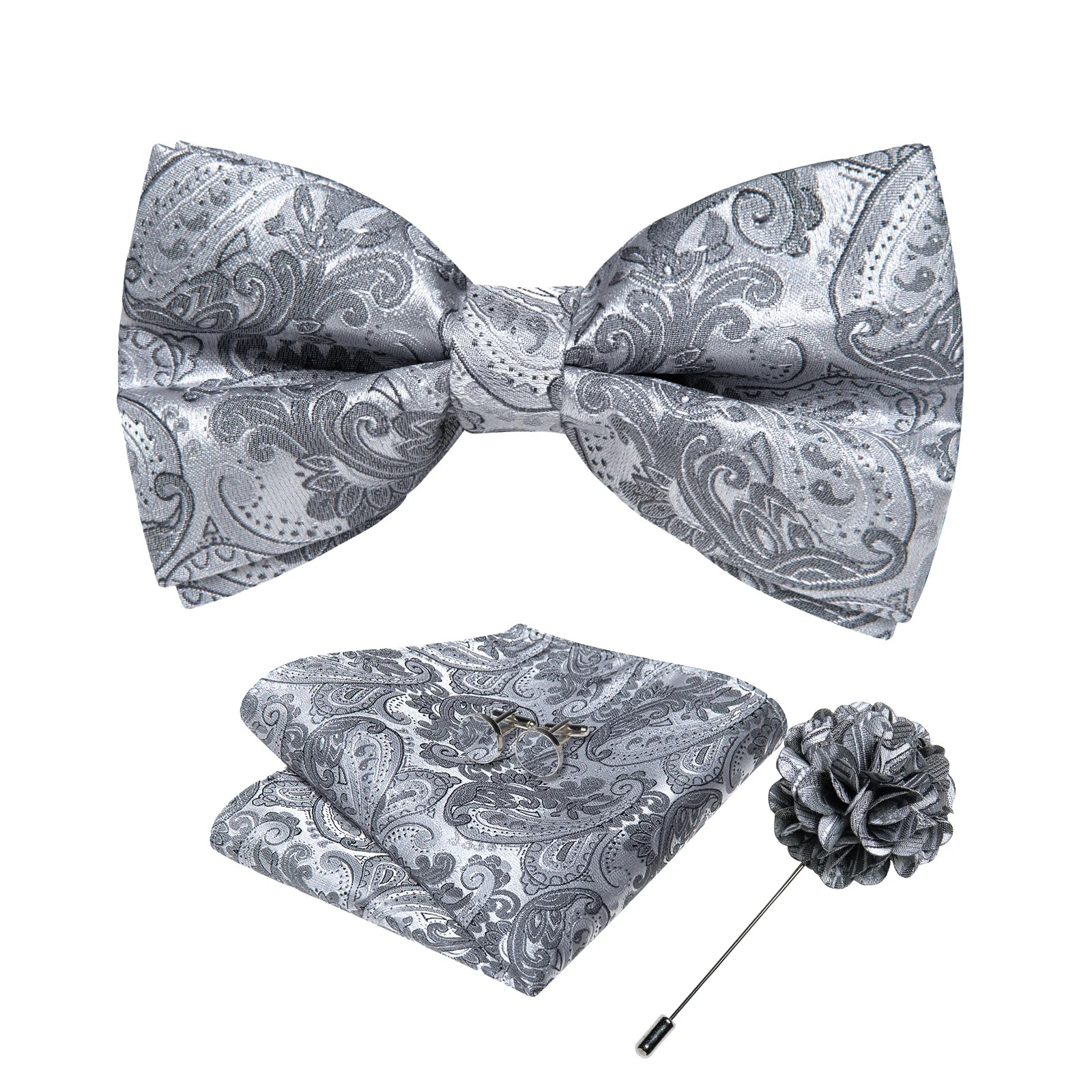 Wedding Bow Tie for Men Classic Red Pre-tied Bowtie Cufflinks Corsage Set for Party Butterfly Knot Gift Man Accessories
